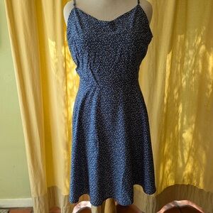 Elegant Blue Fit and Flare Floral Dress